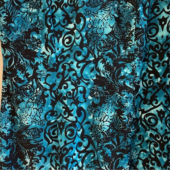 Connected Apparel Sleeveless Floral Bodycon Midi Dress Black & Turquoise Size 10 - Picture 7 of 9